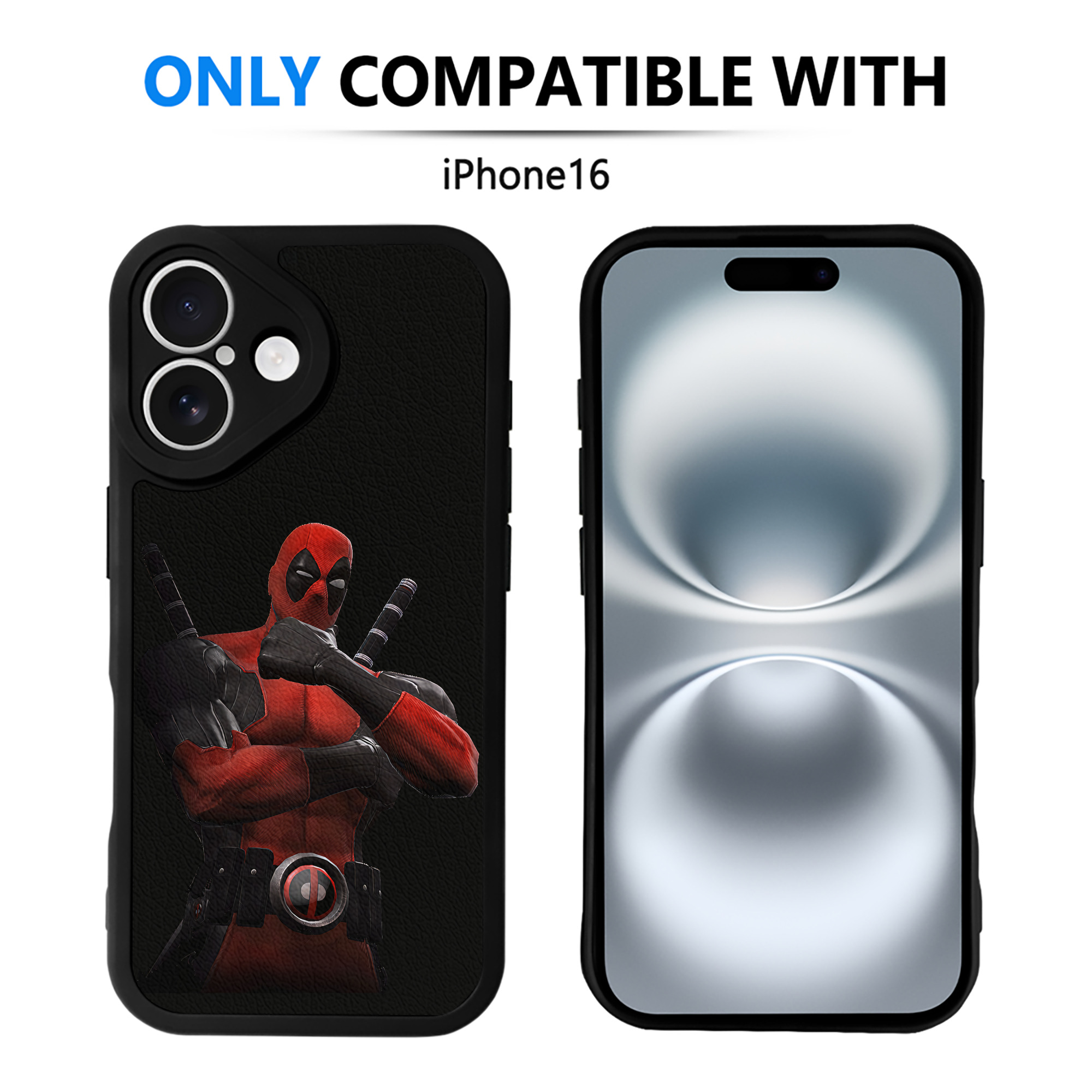 （画像用） Deadpool デッドプール 【iPhone 16シリーズ対応】シリコンスマホケース（レザー調） 材質：シリコン